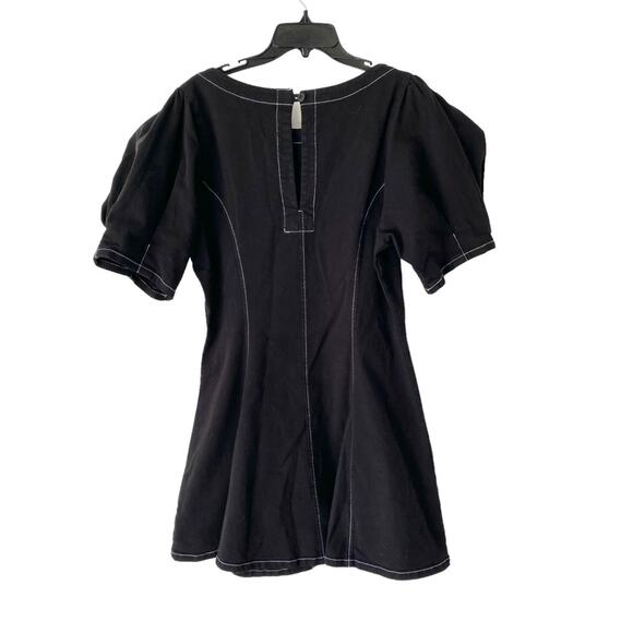R.G. Kane Helena Black Mini Dress Dramatic Puff Sleeve Fit Flare NWTs size large - Picture 5 of 10